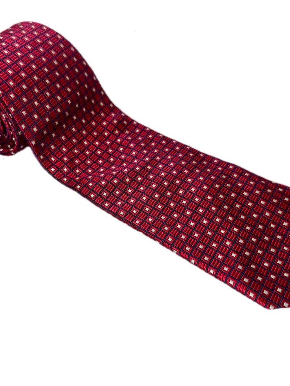 Brooks Brothers Red Geometric Grid Silk Tie
